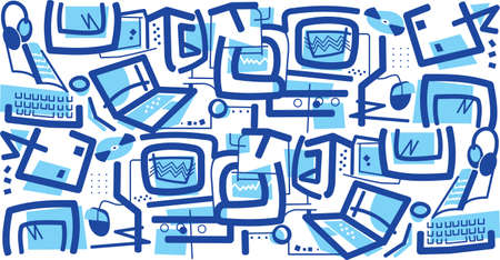 Abstract background on computers in the blue colors