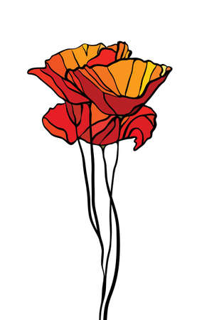 Multicolored stained glass with floral motifのイラスト素材