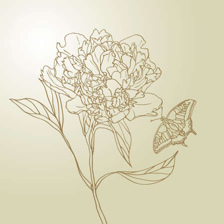Butterfly flies to the flowerのイラスト素材