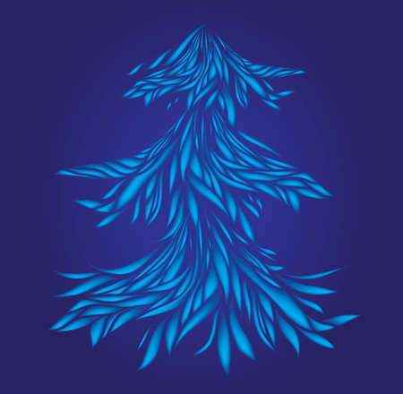 Abstract christmas tree on blue background, mesh illustration, のイラスト素材