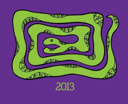 New year hand drawn background with snakeのイラスト素材
