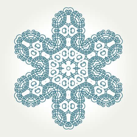 Snowflake on a white background, Ornamental round seamless lace pattern, element for design illustrationのイラスト素材