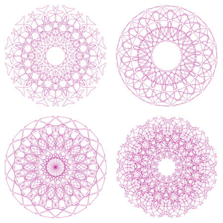Set of vector guilloche rosettesのイラスト素材