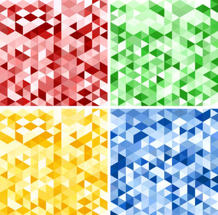 Set of Abstract Red, Green, Yellow and Blue Triangle Backgroundsのイラスト素材
