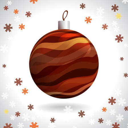 Multicolored Striped Christmas Ball on Background of Snowflakes, Vector Illustration EPS10のイラスト素材