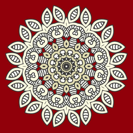 Color Round Ornamental Pattern, Mosaic Vector Stained Glassのイラスト素材