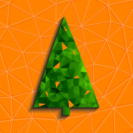 Abstract Geometric Christmas Tree on Orange Triangle Background, Vector EPS10のイラスト素材