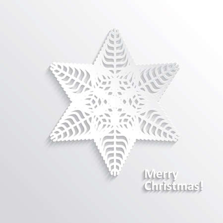 White Design Snowflake on White Background, Element for Design, Vector Illustration EPS10のイラスト素材