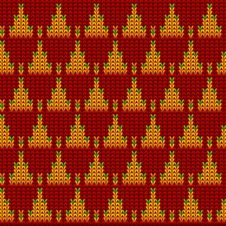 Knitted Wool Red Pattern Background, Vector Illustrationのイラスト素材