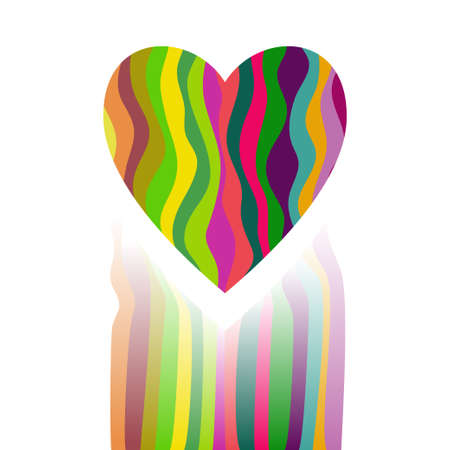 Vector Heart Made from Vertical Colorful Stripesのイラスト素材