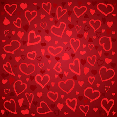 Vector Pattern of Hearts, Valentine's Day Artistic Hand Drawn Backgroundのイラスト素材