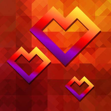 Abstract Vector Color Hearts in Flat Design Style. Valentine's Day Greeting Card. Vector Illustration EPS10のイラスト素材