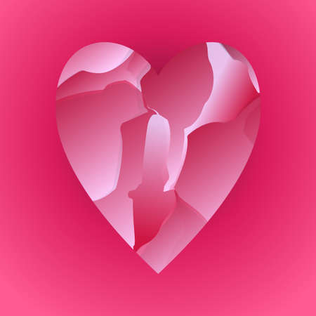 Red Broken Heart. Valentine's Day Greeting Card. Vector Illustration EPS10のイラスト素材