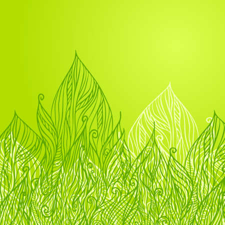 Abstract Hand Drawn Green Pattern. Seamless Vector Wave Backgroundのイラスト素材