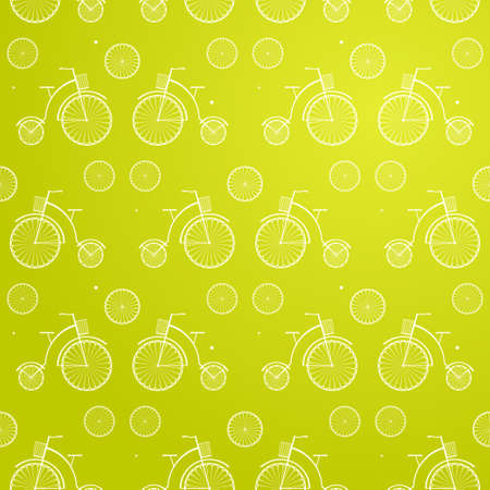 Vintage Bicycle Seamless Background. Retro Bike Yellow Patternのイラスト素材