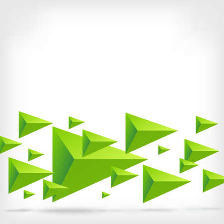 Abstract Triangle, Green Triangles in the Form of Arrows on White with Shadowのイラスト素材