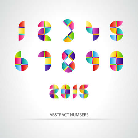 Vector Abstract Set of Design Colorful Numbers on White Backgroundのイラスト素材