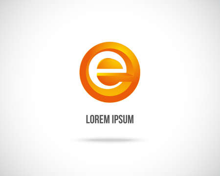 Abstract Vector Icon Design Template. Creative Orange Concept Icon. Combination of Letter Eのイラスト素材