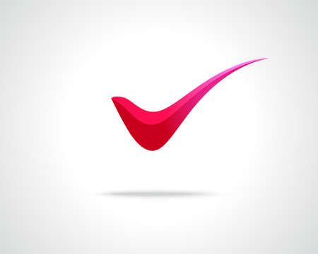 Abstract Vector Emblem Design Template. Creative Red Tick Concept Icon. Combination of Letter Vのイラスト素材