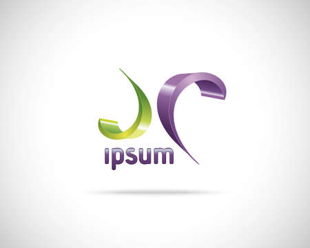 Abstract Vector Icon Design Template. Creative Green Purple Wavy Concept Iconのイラスト素材