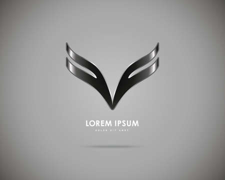 Vector Black Wings of Gray Background. Abstract Creative Concept Icon.のイラスト素材
