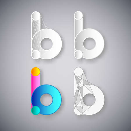 Abstract Vector Design Template  Creative White and Color Concept Icons  Combination of Letter Bのイラスト素材