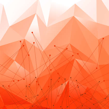 Vector Background with Red Polygonal Abstract Shapes. Connection Business and Science Conceptのイラスト素材