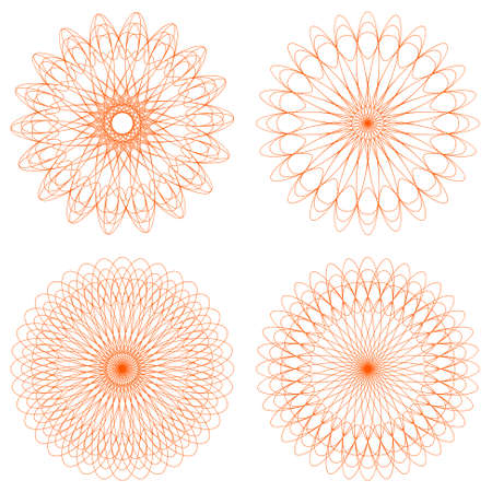 Set of Vector Guilloche Rosettes Certificate or Diplomas, Decorative Elementsのイラスト素材