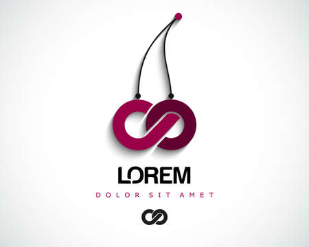 Combination of Letters C and O. Abstract Vector Cherry Design Template.のイラスト素材