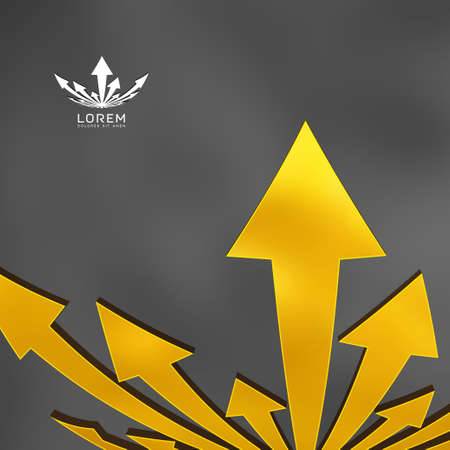 Abstract Vector   Design Template. Creative Round Concept Icon with Yellow Arrow on Brown Backgroundのイラスト素材