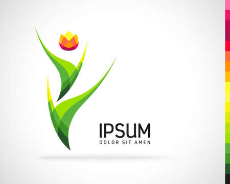 Abstract Eco Green Leaf Design Template. Creative Flower Concept Iconのイラスト素材