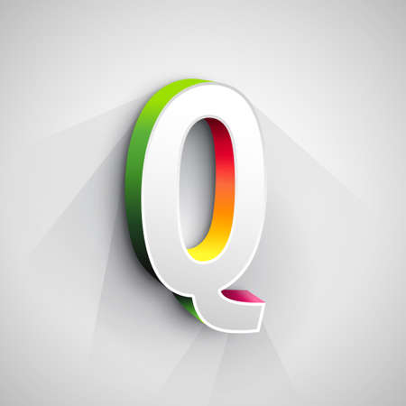 Abstract Vector Logo Design Template. Creative 3d Concept Icon. Letter Q Stylizationのイラスト素材