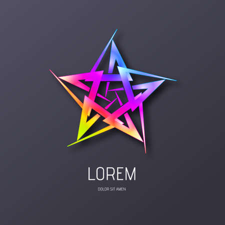 Abstract Design Template. Creative Concept Icon. Emblem from Broken Lines. Pentagonal Colorfulのイラスト素材
