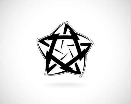Abstract Design Template. Creative Concept Icon. Emblem from Broken Lines. Pentagonal Black Whiteのイラスト素材