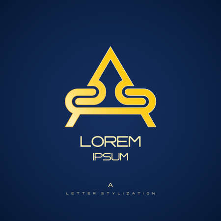 Abstract Design Template. Creative Yellow Concept Icon. Letter A Stylization.のイラスト素材