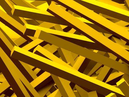 3D rendering abstract background. Illustration of gold geometric stones