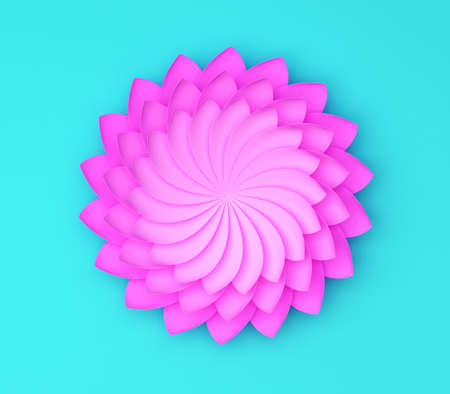 Single color decorative flower on blue background. Paper origami.の写真素材