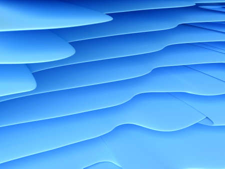 Abstract blue background of geometric stones. Monochrome curved shapes wave pattern. 3D rendering illustration.の写真素材