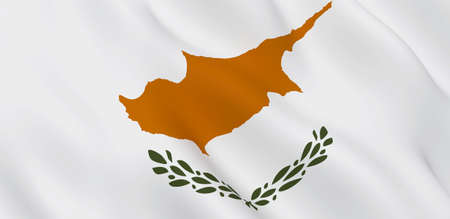 National Fabric Wave Close Up Flag of Cyprus Waving in the Wind. 3d rendering illustration.の写真素材