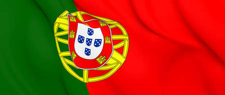 National Fabric Wave Closeup Flag of Portugal Waving in the Wind. 3d rendering illustration.の写真素材
