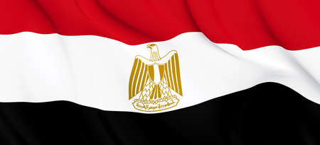 National Fabric Wave Closeup Flag of Egypt Waving in the Wind. 3d rendering illustration.の写真素材