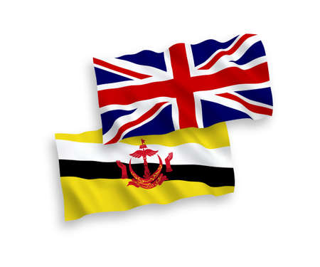 National vector fabric wave flags of Great Britain and 000 isolated on white background. 1 to 2 proportion.のイラスト素材