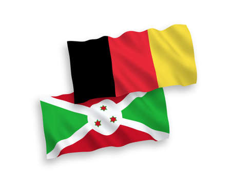 National vector fabric wave flags of Burundi and Belgium isolated on white background. 1 to 2 proportion.のイラスト素材
