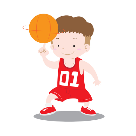 Boy playing basketball isolated cute vectorのイラスト素材