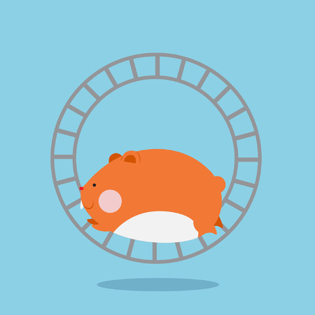 Cute hamster running on a wheel vector illustrationのイラスト素材