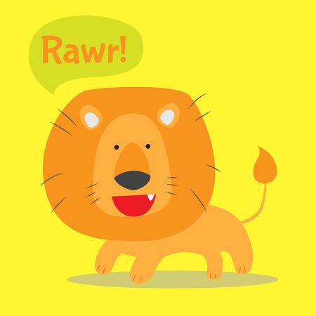 Cute lion roaring vector stockのイラスト素材