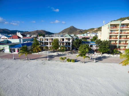 Aerial view of boardwalk sint maartenの写真素材