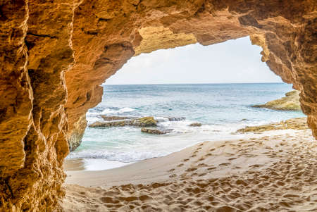 The natural caves at cupecoy beach on the beautiful island of St.Maarten/St.Martinの写真素材