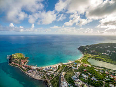 High Beautiful Aerial view of the island of Sint Maarten.の写真素材