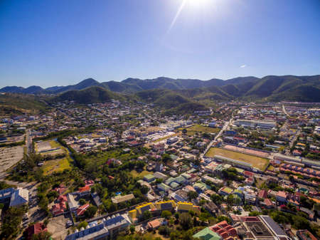 High aerial view of Marigot french saint martin.の写真素材